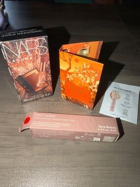 NARS Laguna set, Origen sample, Beauty Bio Eyelighter, & Rare Beauty Pen